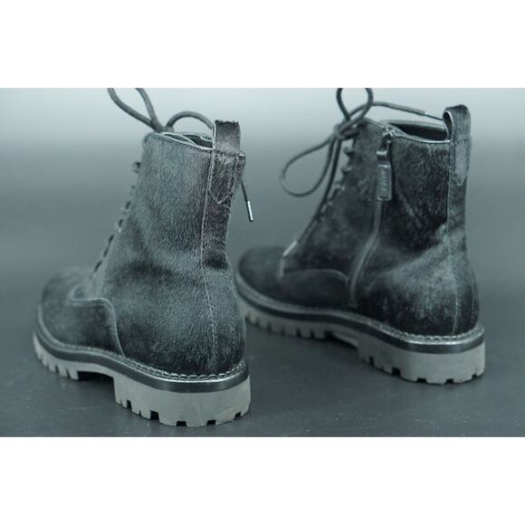 Vince Black Calf Hair Cabria Combat Ankle Boots Size 8 Women's New $495 - Picture 2 of 10